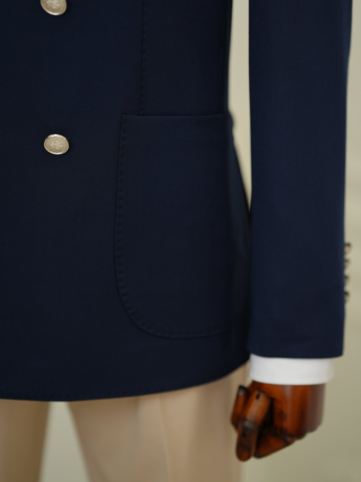 Erkek Premium İtalyan Stil Slim Fit Erkek Punto Dikişli Torba Cepli Yarım Astarlı Kruvaze Ceket - Lacivert