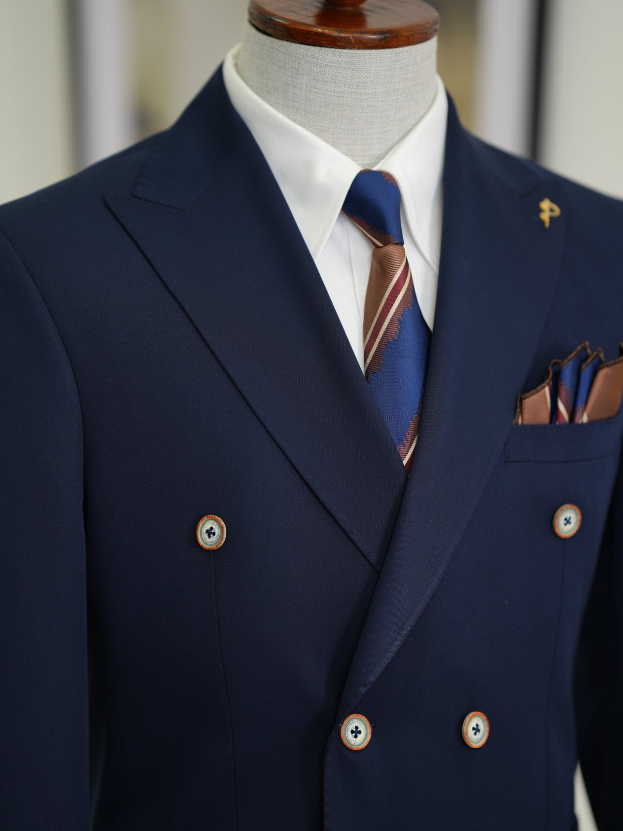 Erkek Premium İtalyan Stil Slim Fit Erkek Punto Dikişli Torba Cepli Yarım Astarlı Kruvaze Ceket-Lacivert