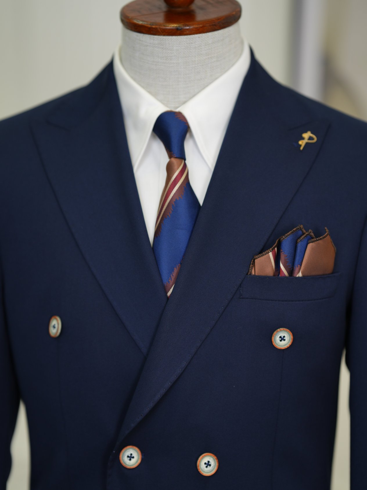 Erkek Premium İtalyan Stil Slim Fit Erkek Punto Dikişli Torba Cepli Yarım Astarlı Kruvaze Ceket-Lacivert