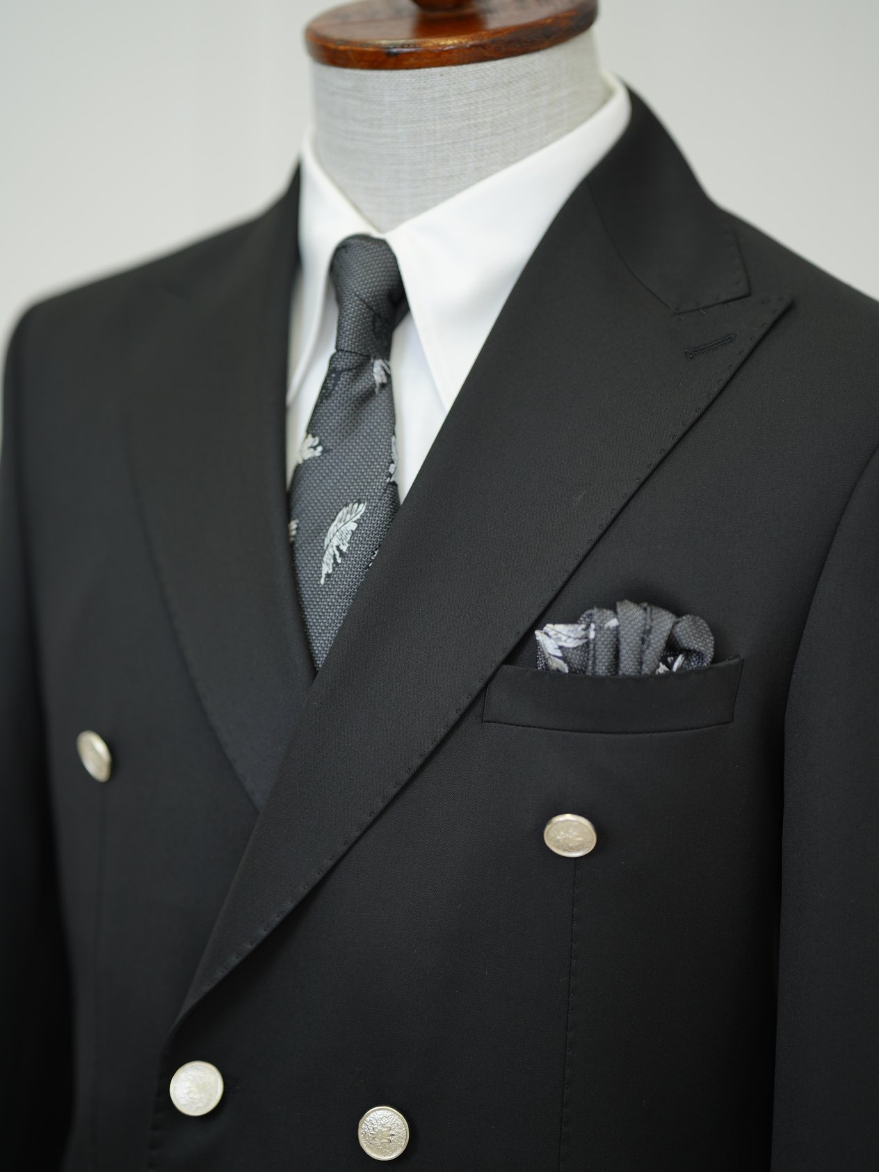 Erkek Premium İtalyan Stil Slim Fit Erkek Punto Dikişli Torba Cepli Yarım Astarlı Kruvaze Ceket - Siyah