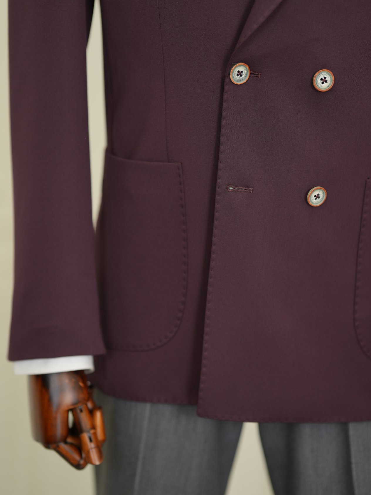 Erkek Premium İtalyan Stil Slim Fit Erkek Punto Dikişli Torba Cepli Yarım Astarlı Kruvaze Ceket-Mor