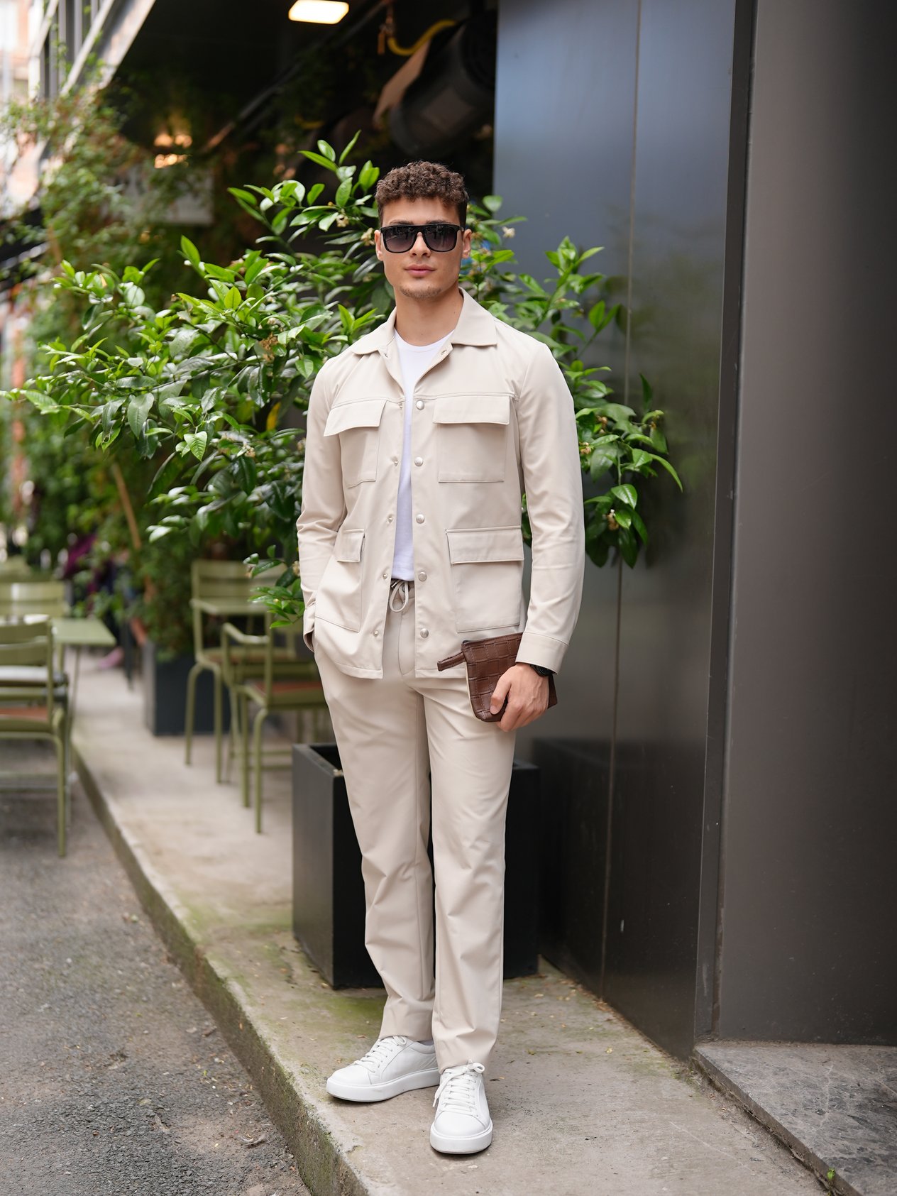 Erkek Slim Fit Cepli Safari Astarsız Ceket - Bej