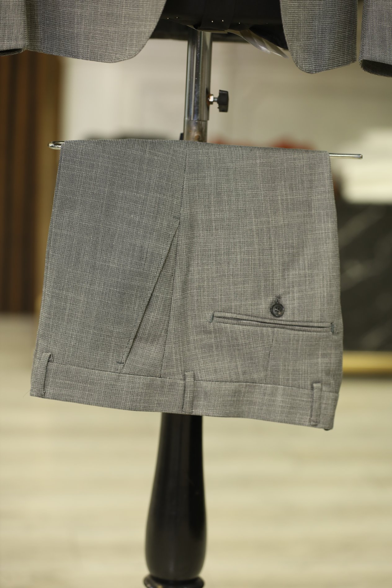 Erkek Slim Fit İtalyan Stil Mono Yaka Takım Elbise - Gri