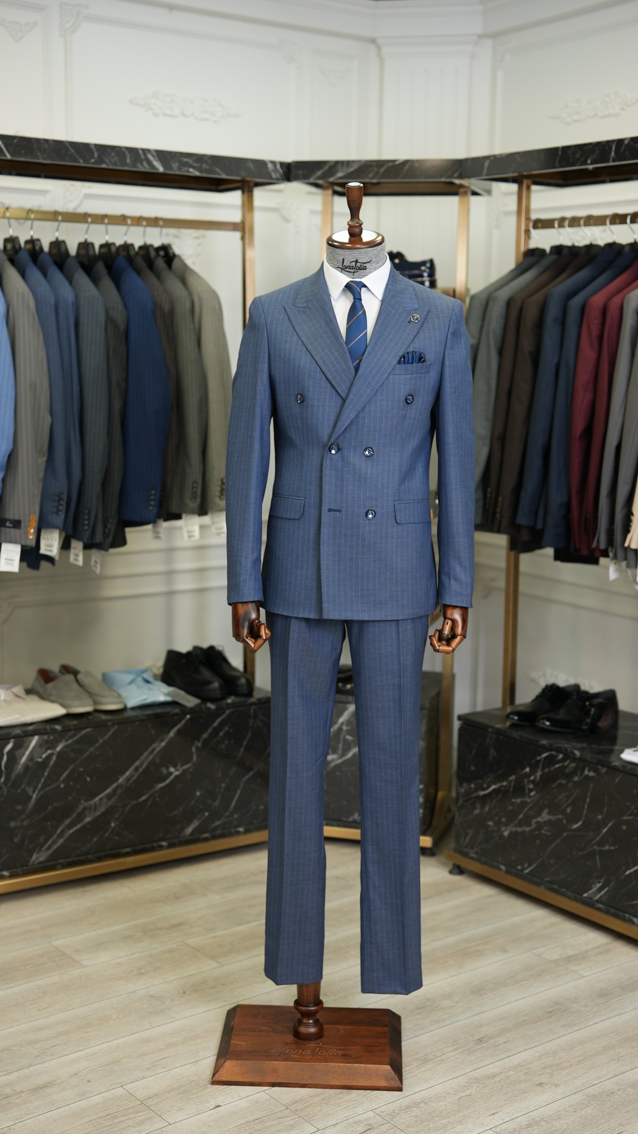 Erkek Slim Fit Takım Elbise Ceket Pantolon - Mavi
