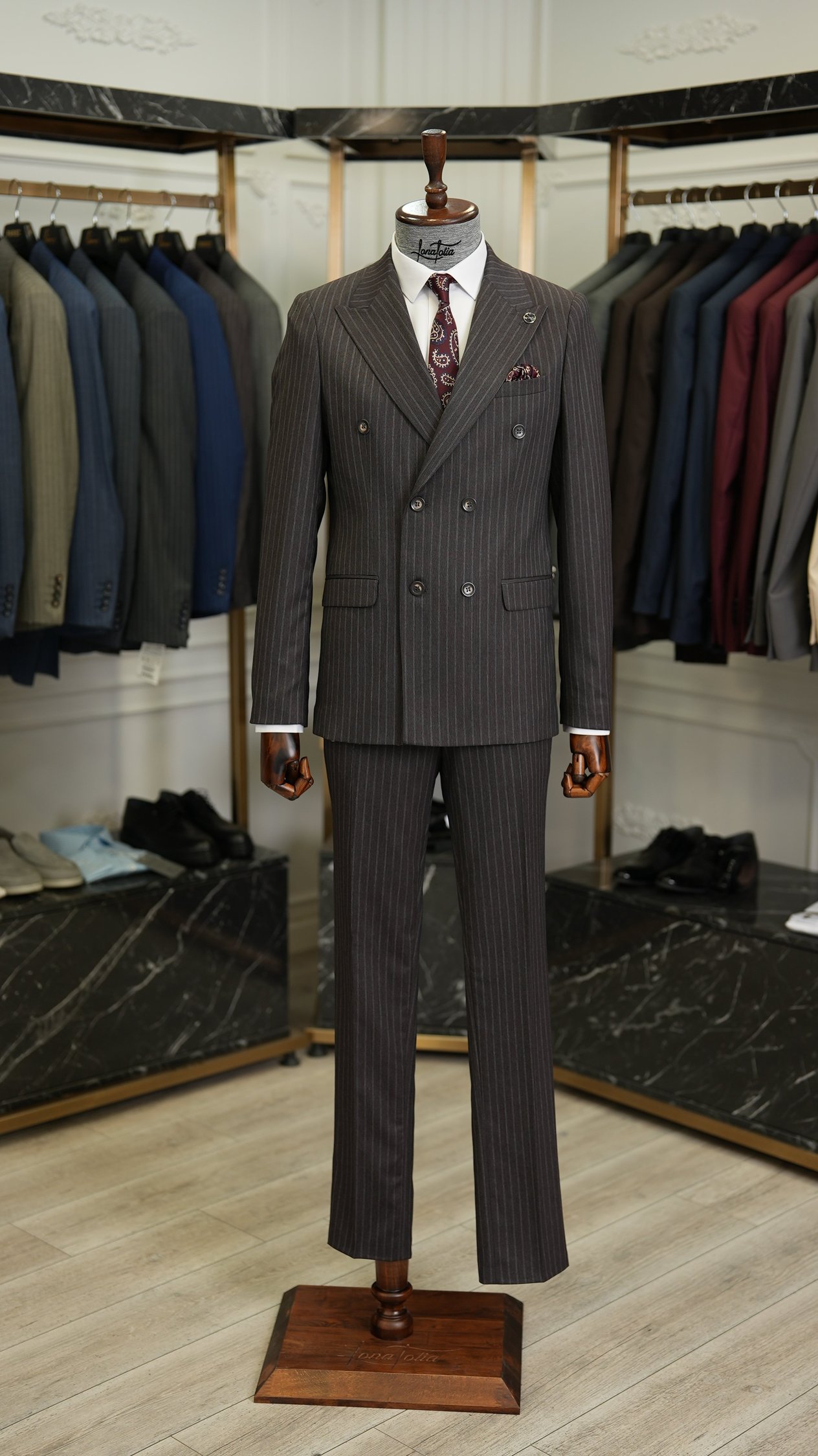 Erkek Slim Fit Takım Elbise Ceket Pantolon - Bordo