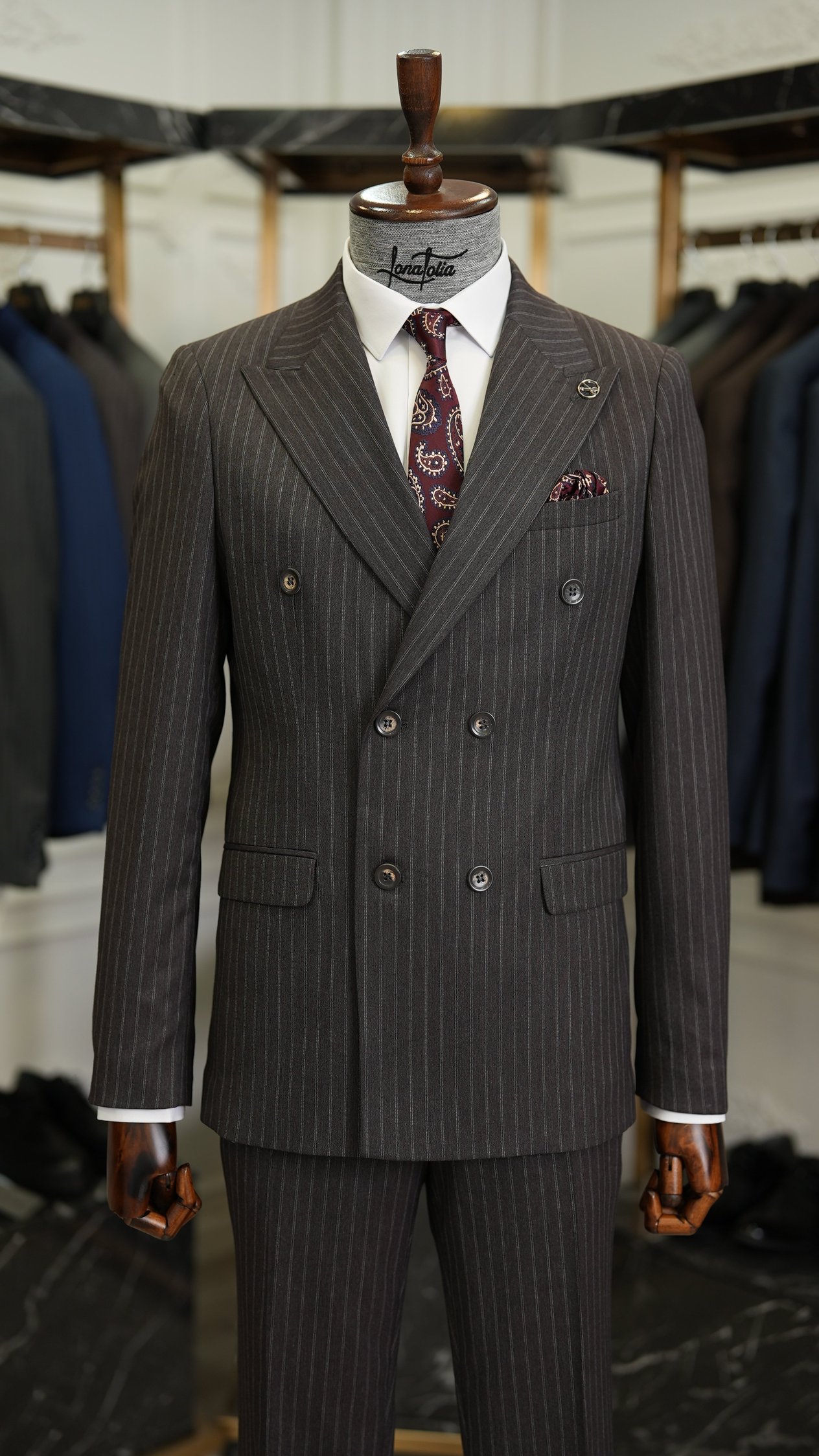 Erkek Slim Fit Takım Elbise Ceket Pantolon - Bordo