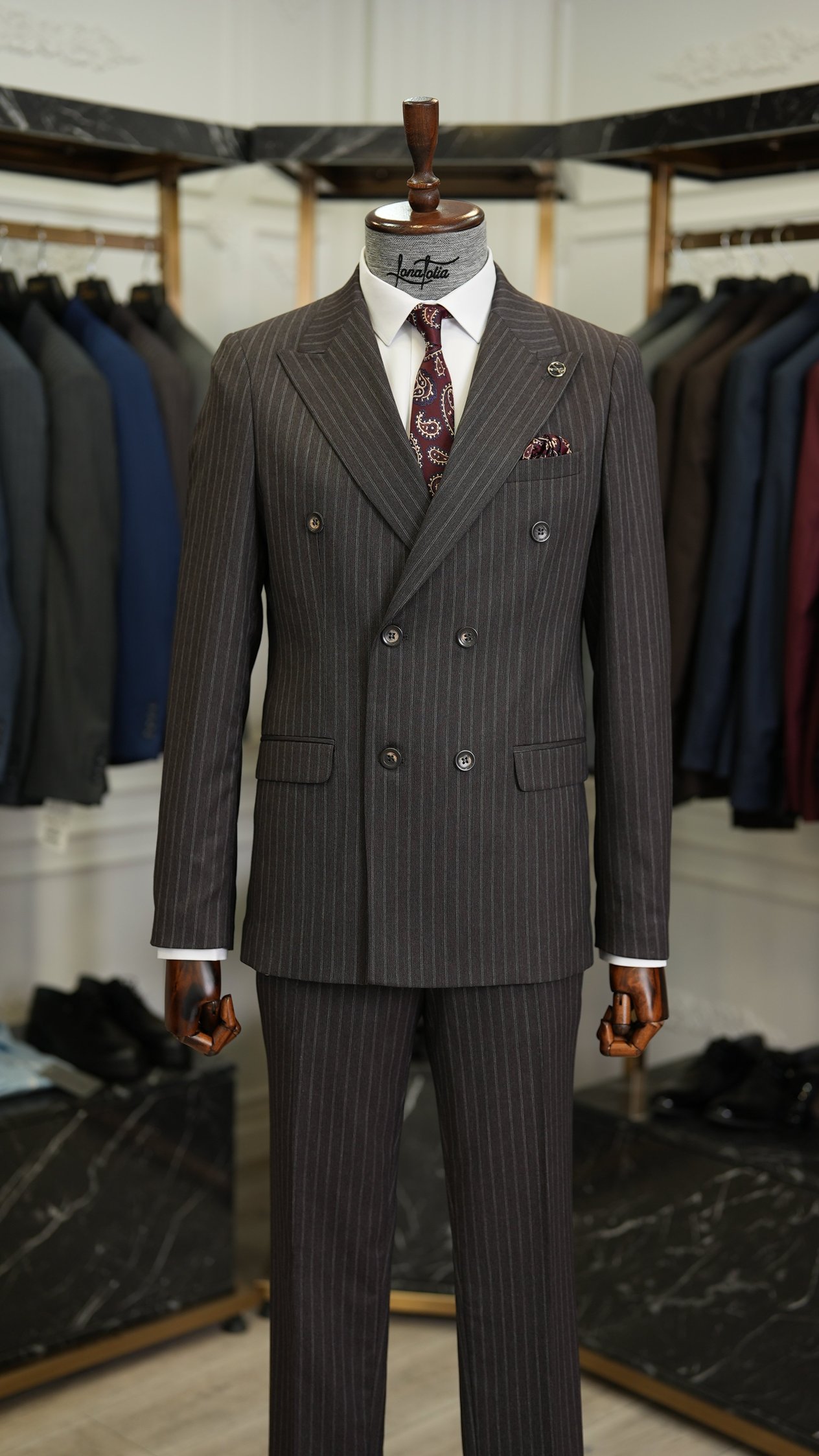 Erkek Slim Fit Takım Elbise Ceket Pantolon - Bordo