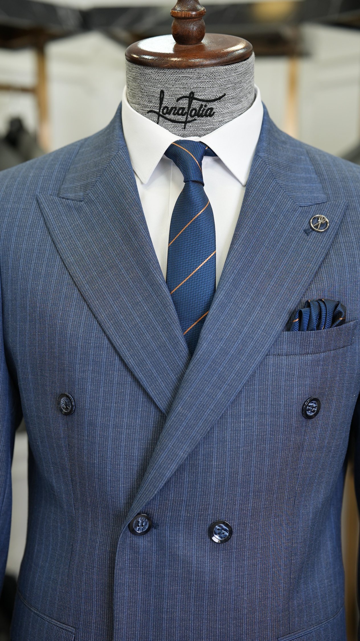 Erkek Slim Fit Takım Elbise Ceket Pantolon - Mavi