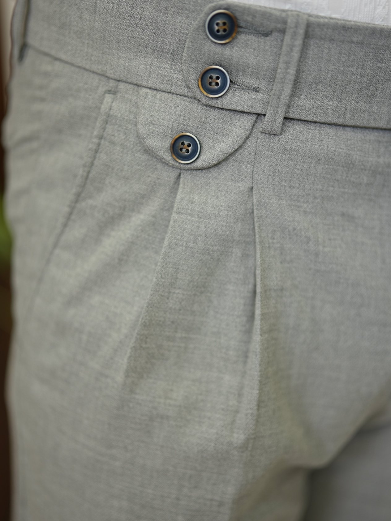 Erkek Slim Fit Yüksek Bel Duble Paça  Piliseli Kumaş Pantolon - Gri