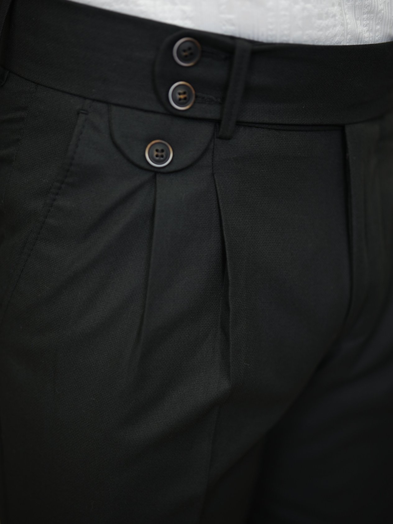 Erkek Slim Fit Yüksek Bel Duble Paça  Piliseli Kumaş Pantolon - Siyah