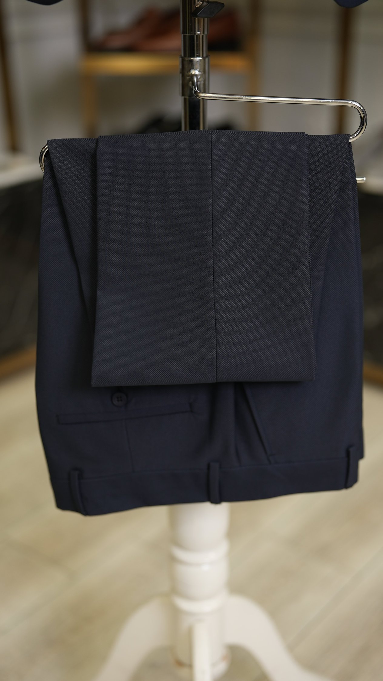 Erkek Smokin Damatlık Simli Şal Yaka İtalyan Stil Slim Fit Ceket Yelek Pantolon Papyon-Lacivert