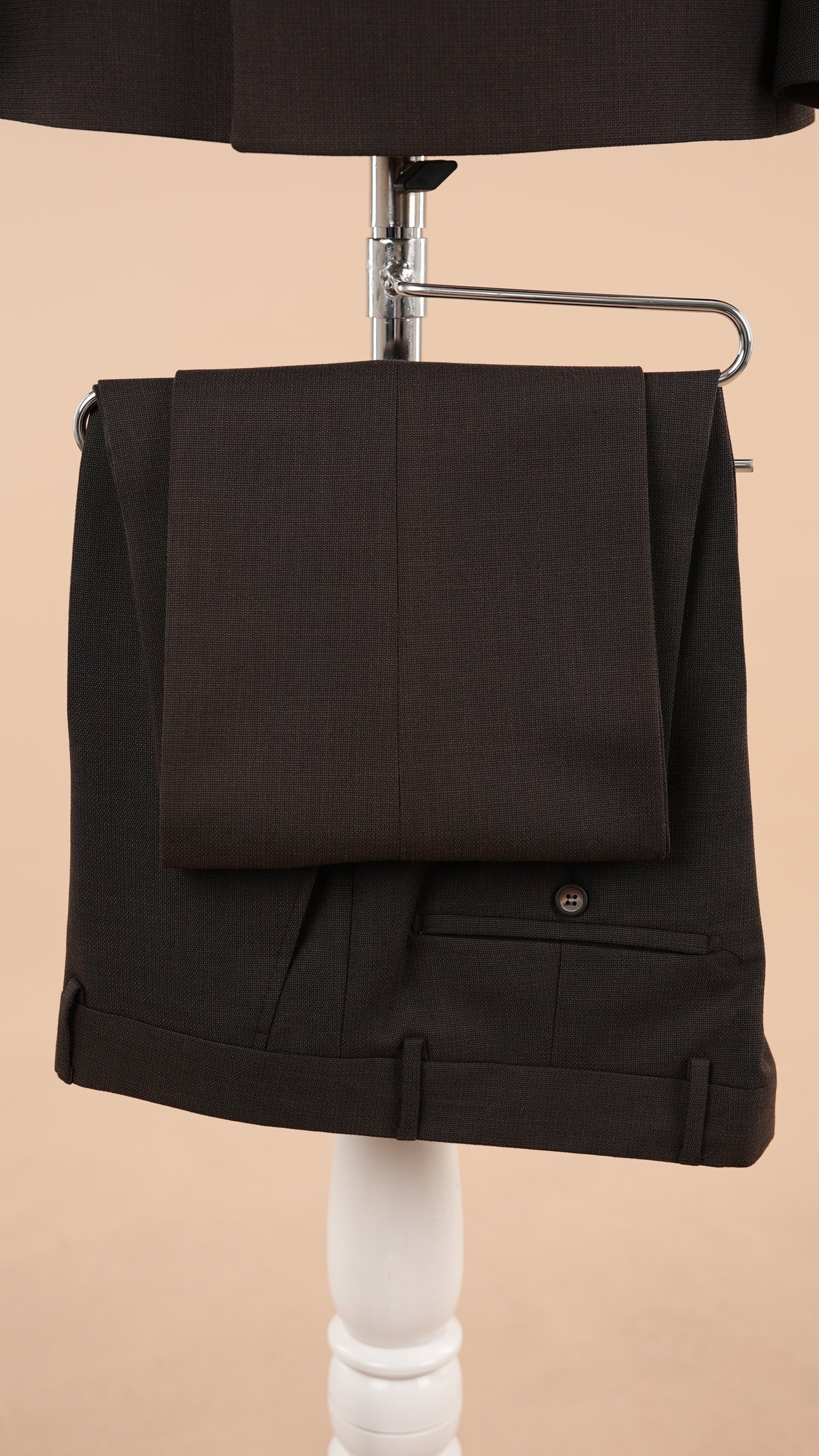 Erkek Tokalı Kruvaze Takım Elbise İtalyan Stil Slim Fit Ceket Pantolon - Acı Kahve