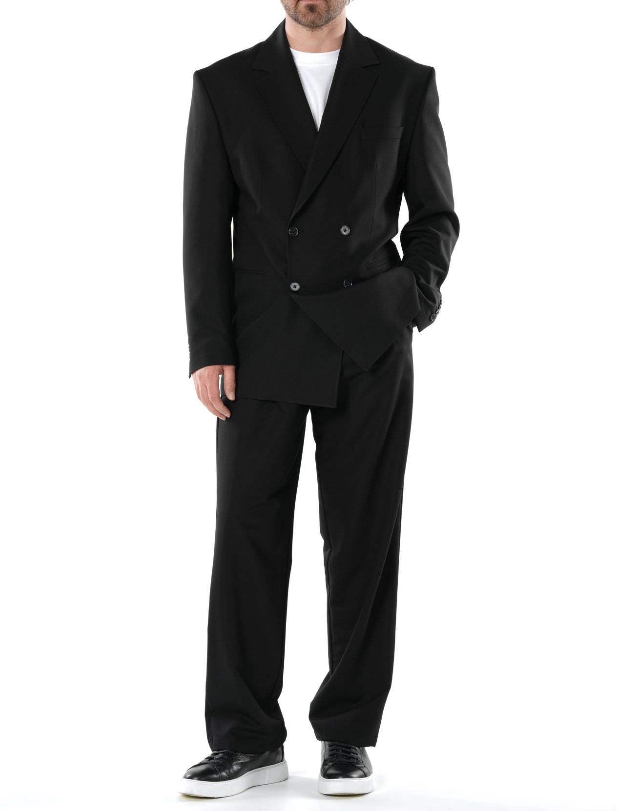 Oversize Kruvaze Takım Elbise Ceket Pantolon - Siyah