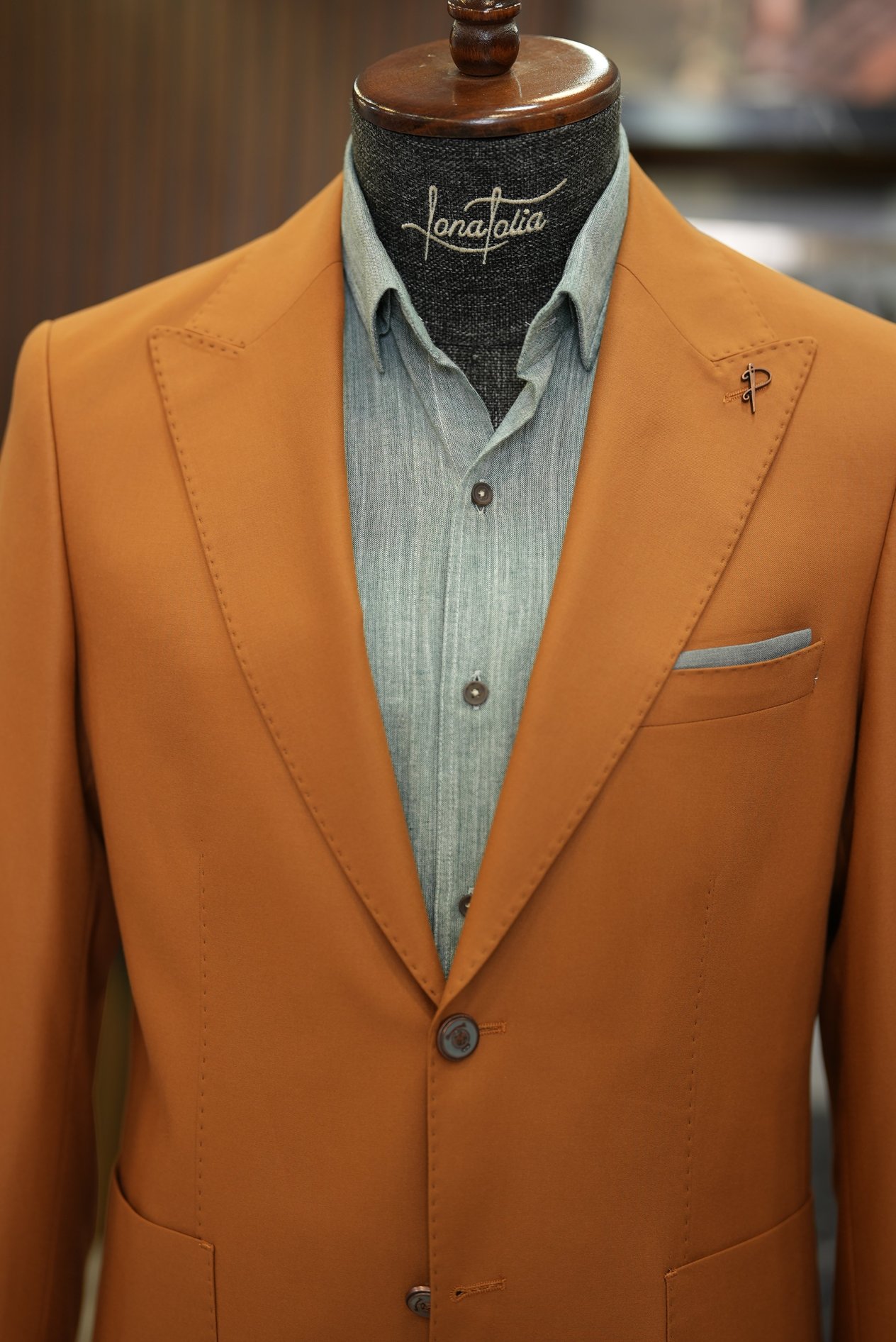 Premium Erkek Takım Elbise Punto Dikişli Tulum Cepli Ceket Pantolon - Hardal