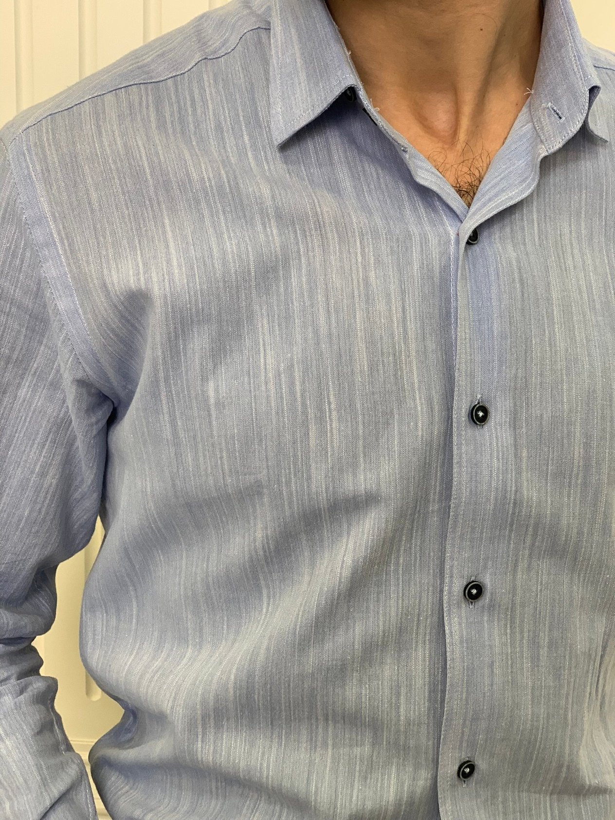 Slim Fit İtalyan Kesim Erkek Gömlek-Mavi