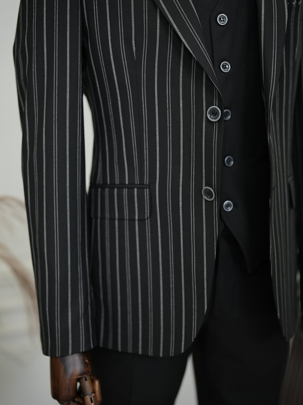 Slim Fit  Takım Elbise Ceket Yelek Pantolon - Siyah