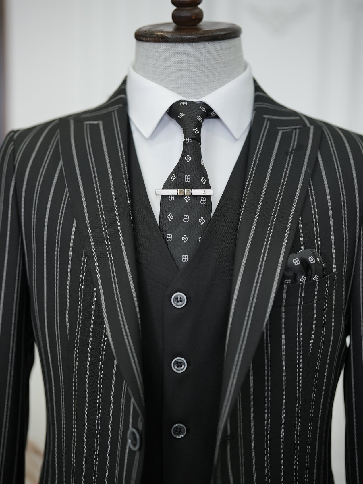Slim Fit  Takım Elbise Ceket Yelek Pantolon - Siyah