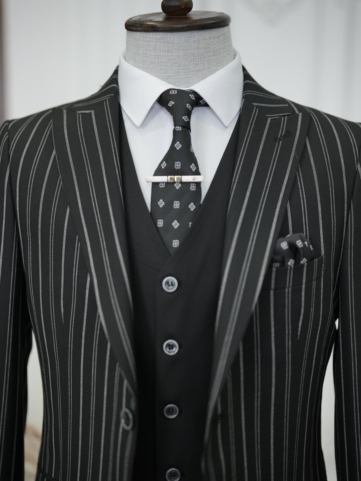 Slim Fit  Takım Elbise Ceket Yelek Pantolon - Siyah