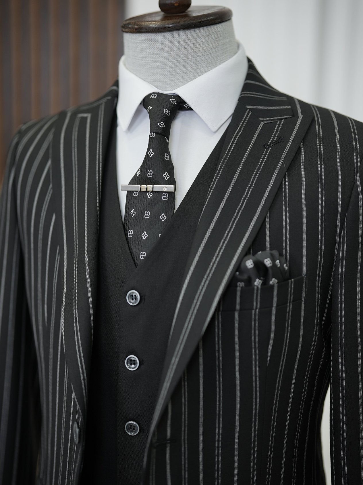 Slim Fit  Takım Elbise Ceket Yelek Pantolon - Siyah