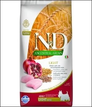 N&D Ancestral Grain Light Tavuk & K.Buğday & Nar Adult Mini