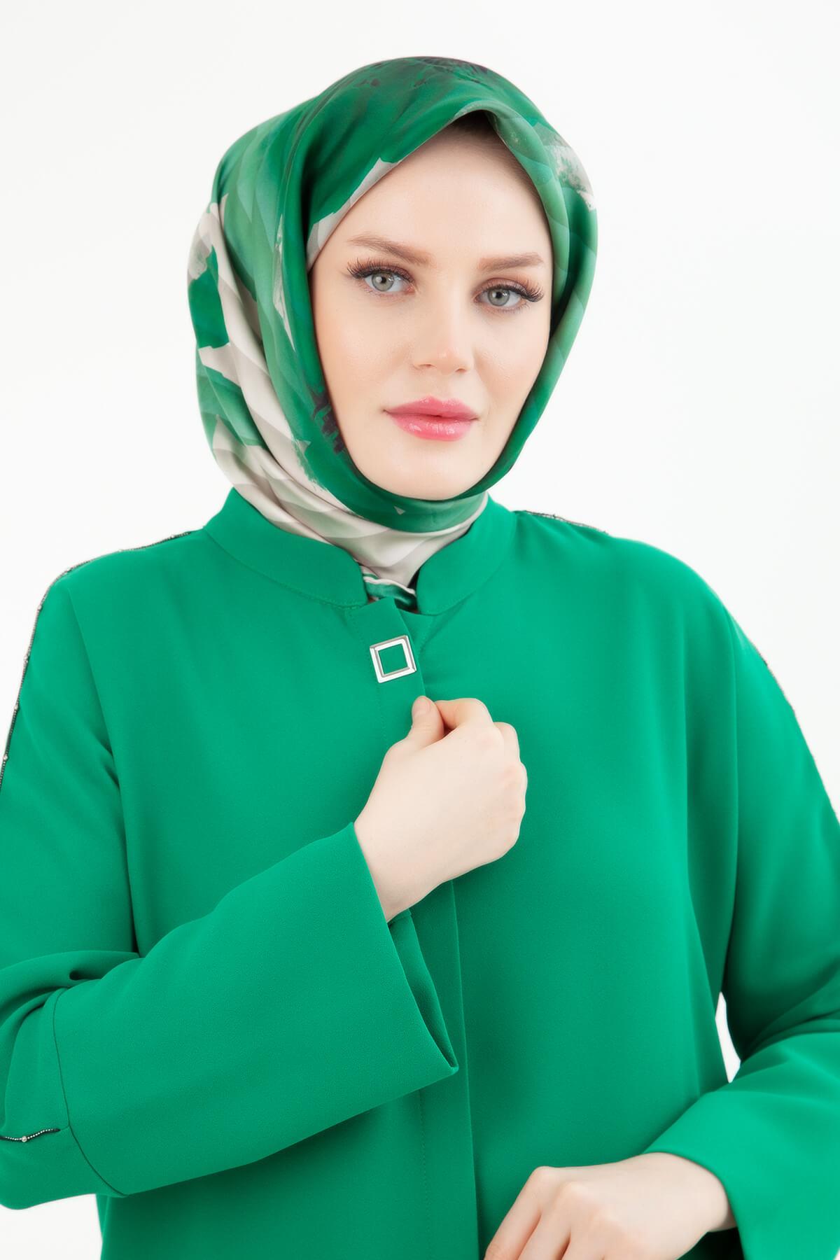 Armine TREND Kollar Taşlı Tunik Yeşil 24yt450
