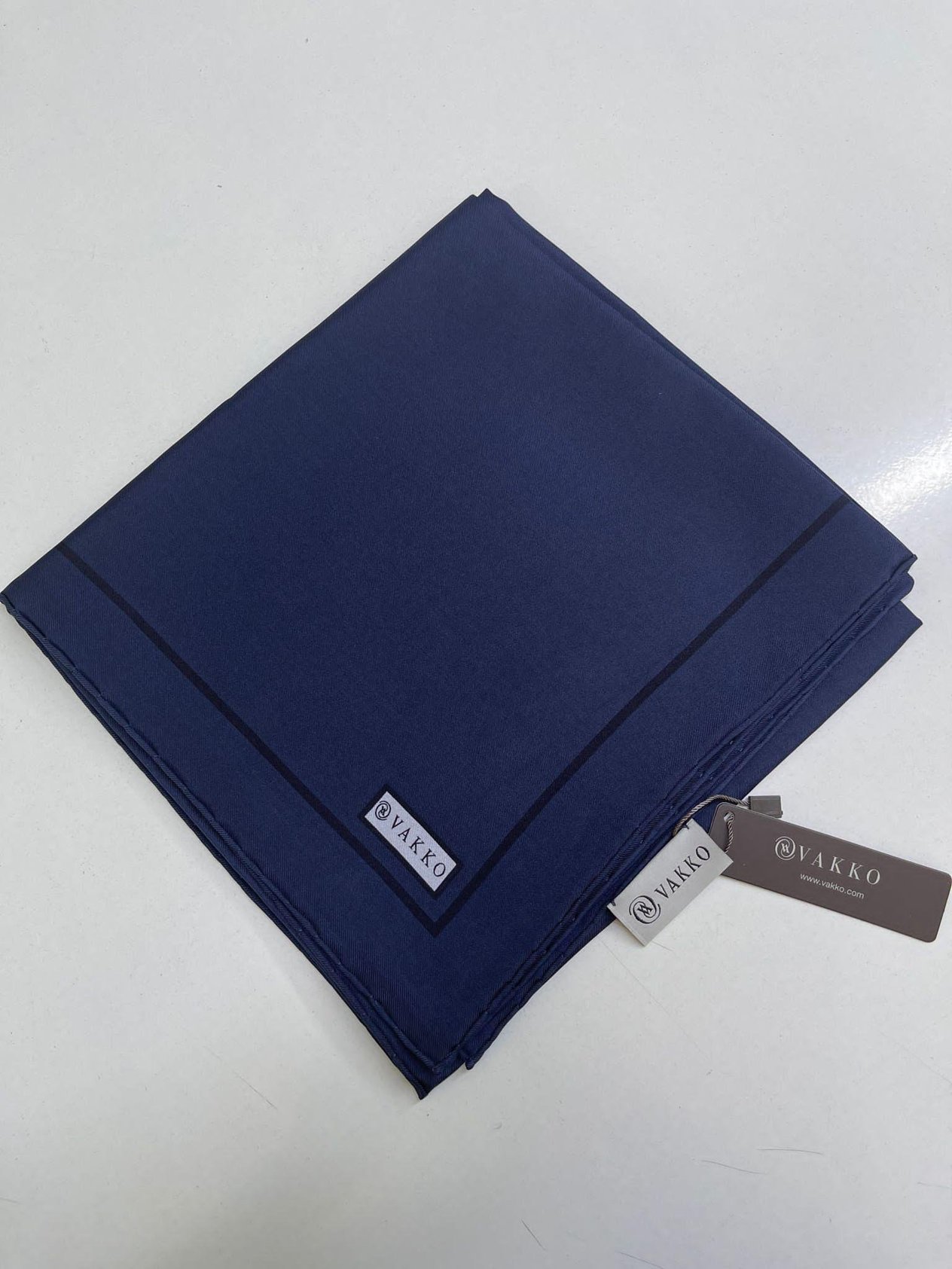 Vakko Düz Twill İpek Eşarp Lacivert