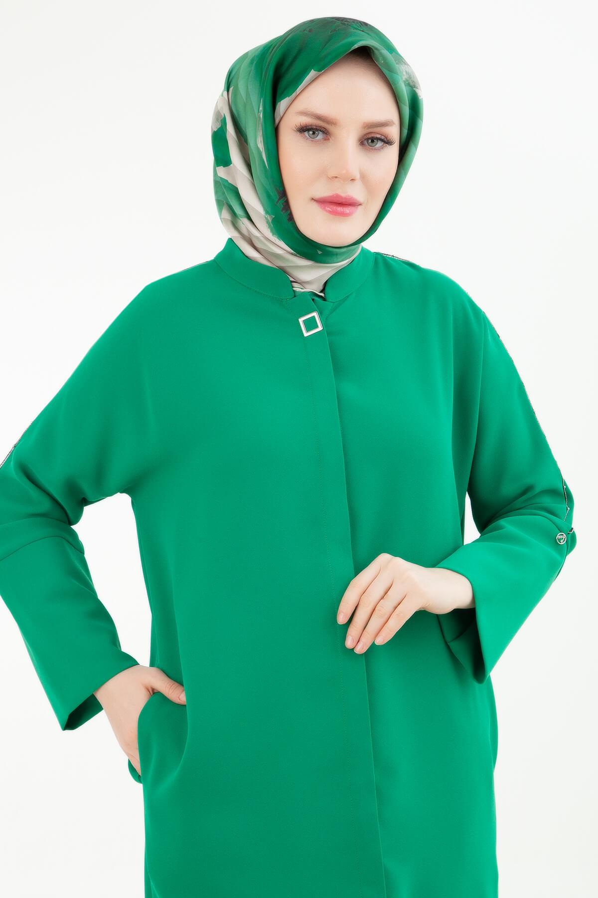 Armine TREND Kollar Taşlı Tunik Yeşil 24yt450