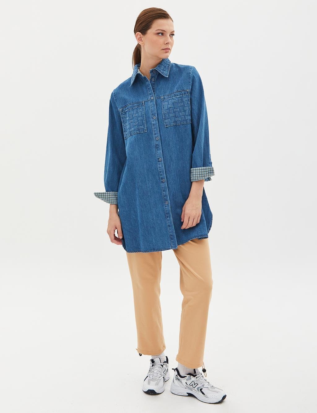 KAYRA Vivencia Cepli Denim Tunik İndigo VV-A23-91019-39
