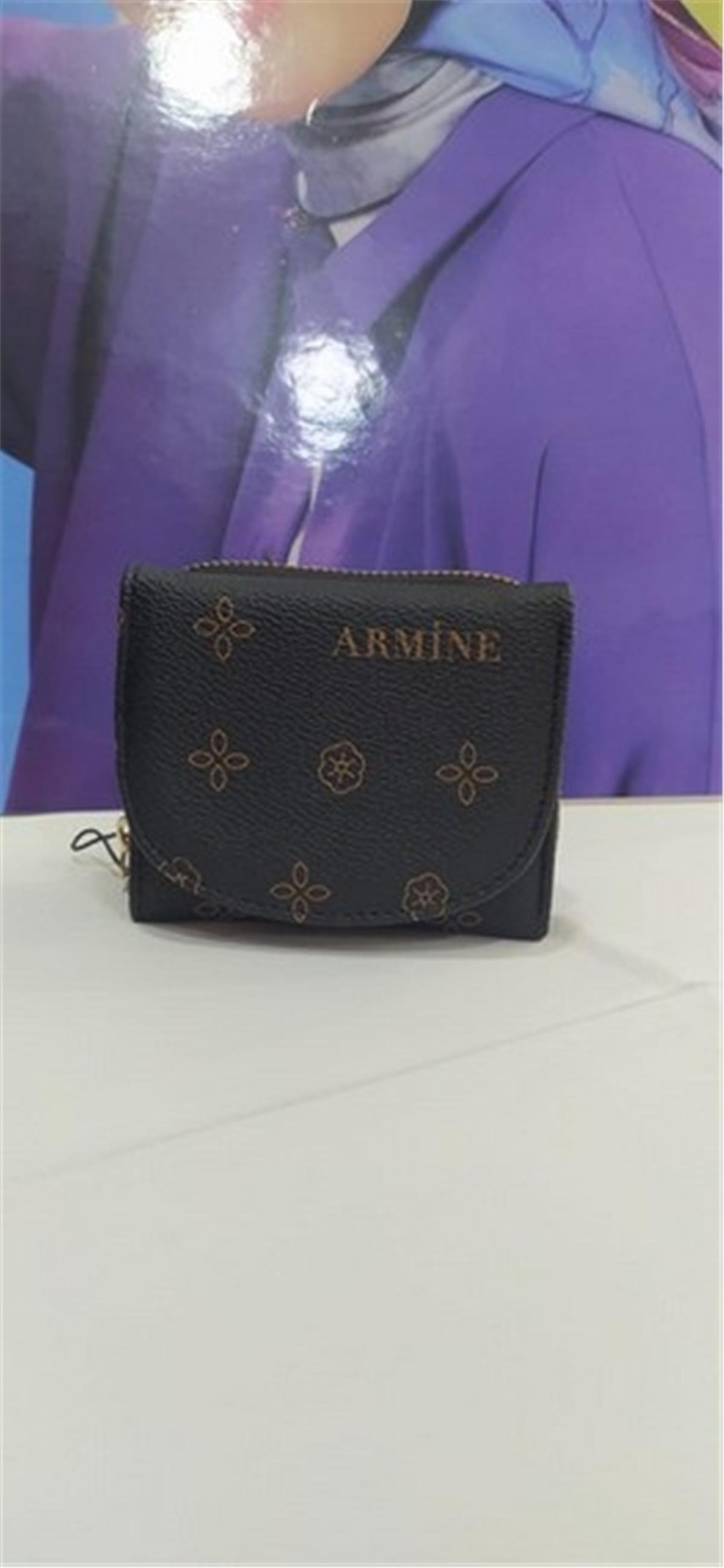 Armine C10 Bayan Cüzdan Siyah Baskılı