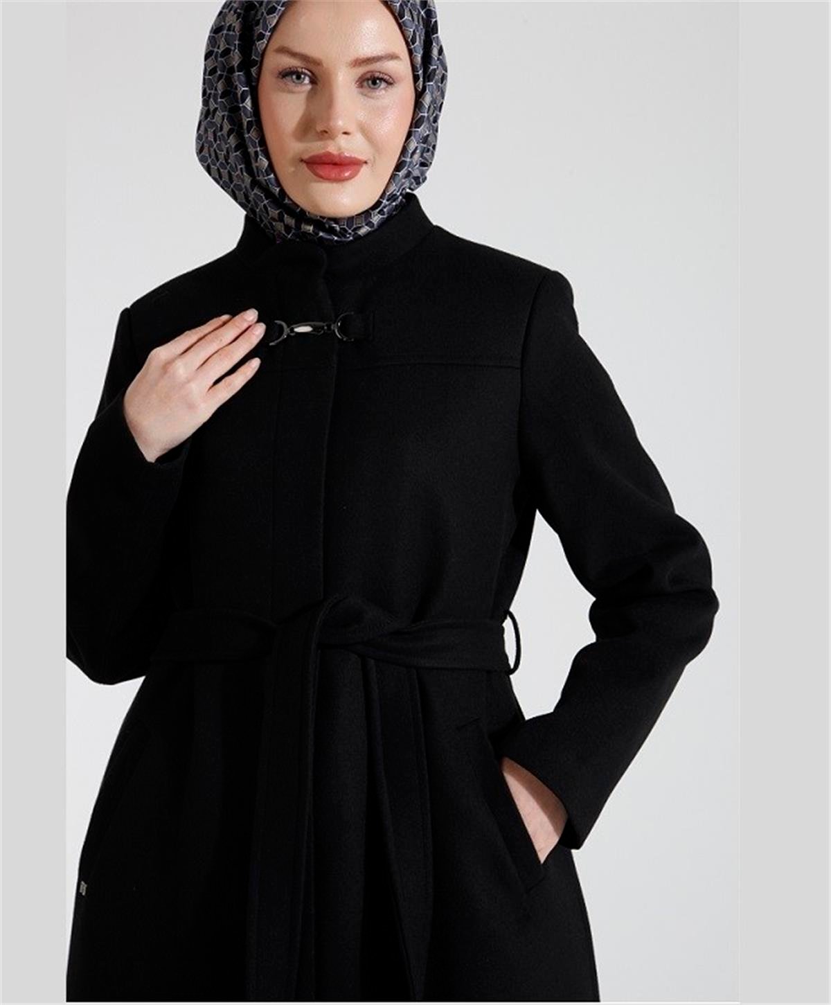 Armine Trend 22KT805 Kaşe Kaban Siyah