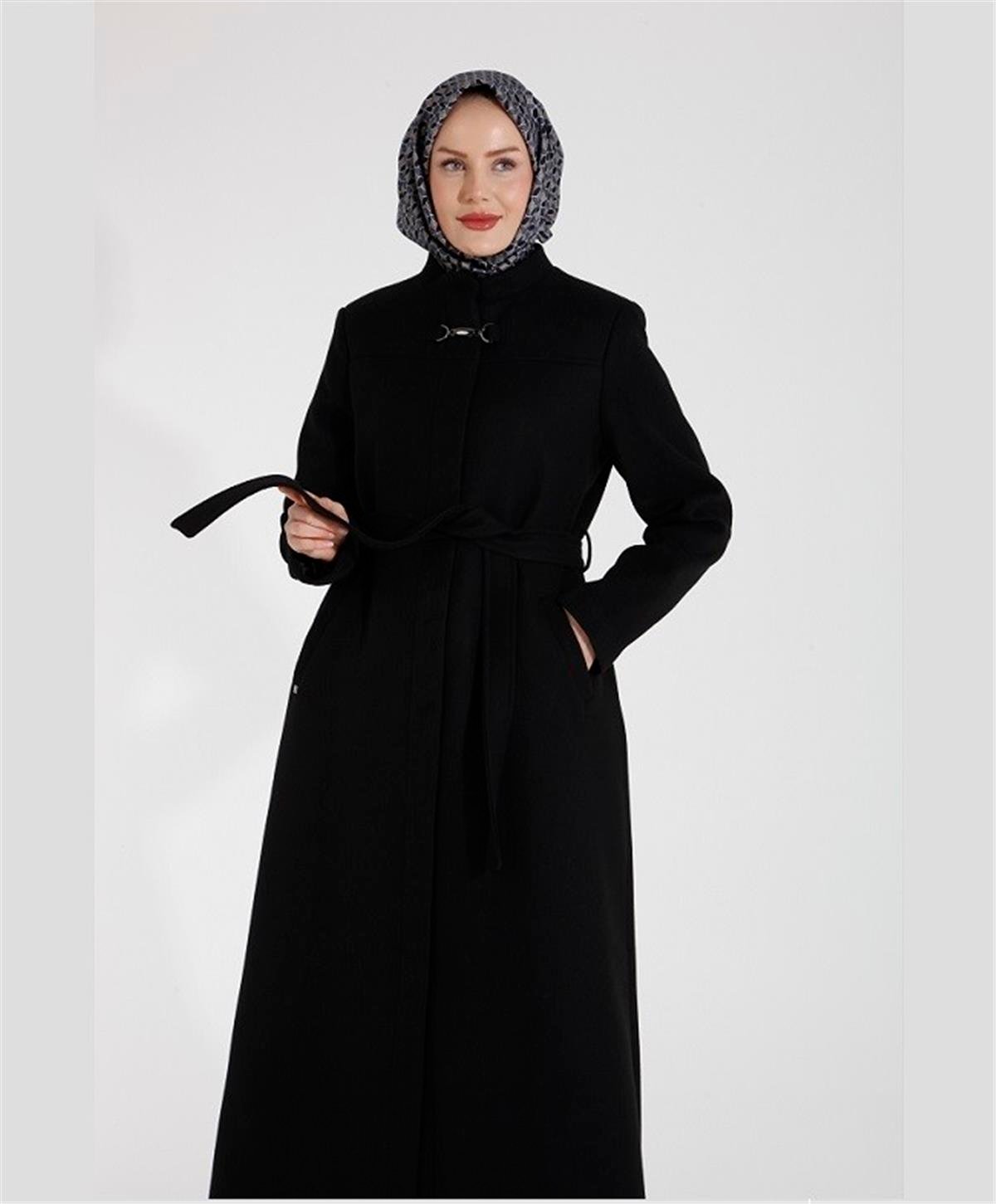 Armine Trend 22KT805 Kaşe Kaban Siyah