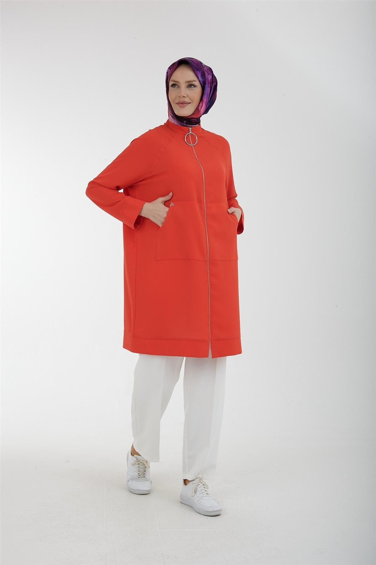 Armine Trend Arkası Yıldız Detaylı Fermuarlı Giyçık 23YT524 22KT520 Mercan