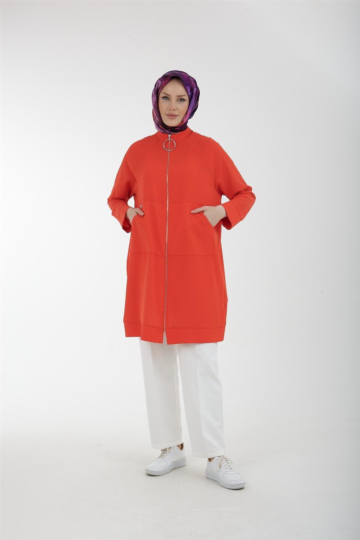 Armine Trend Arkası Yıldız Detaylı Fermuarlı Giyçık 23YT524 22KT520 Mercan