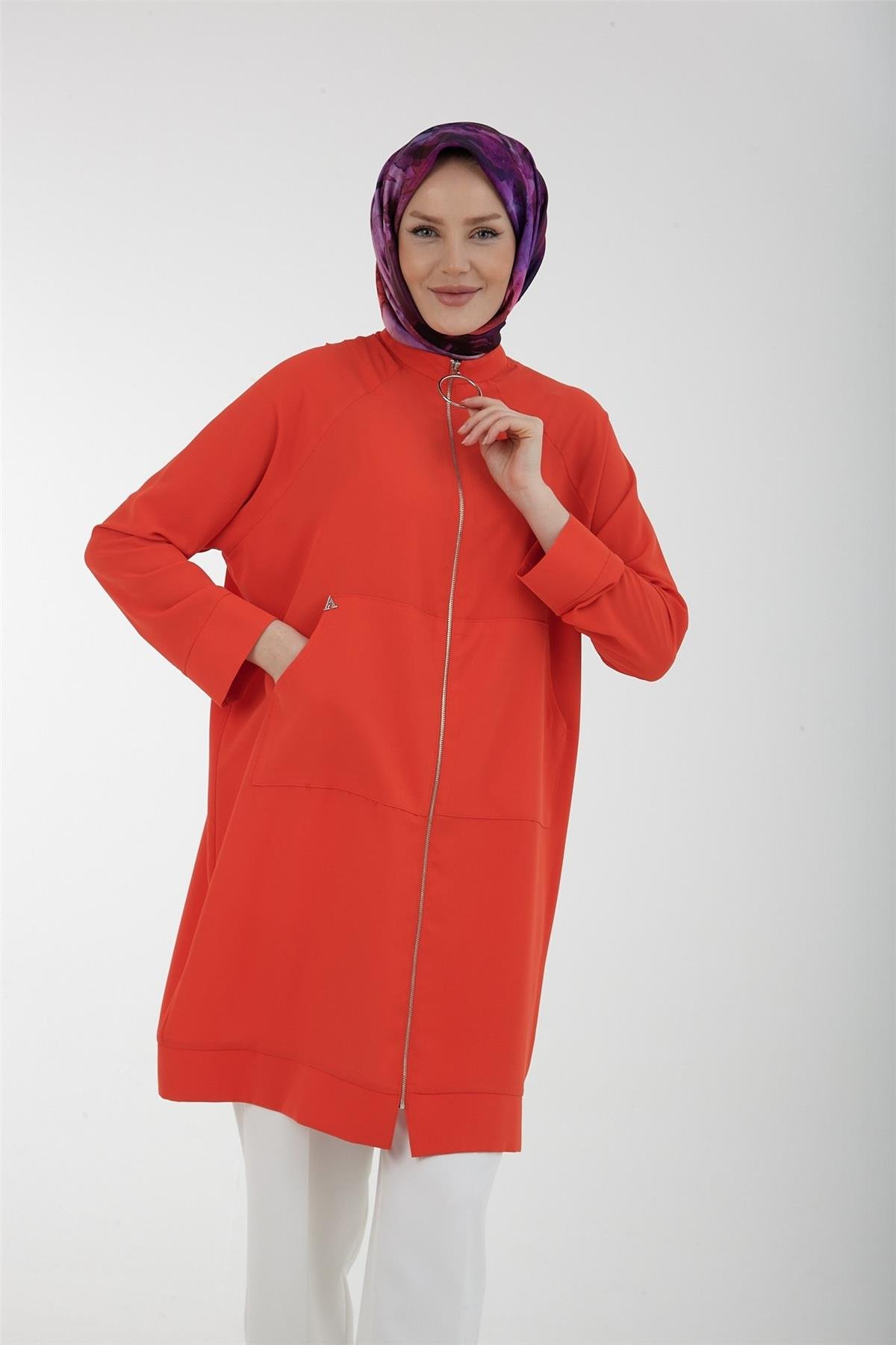 Armine Trend Arkası Yıldız Detaylı Fermuarlı Giyçık 23YT524 22KT520 Mercan