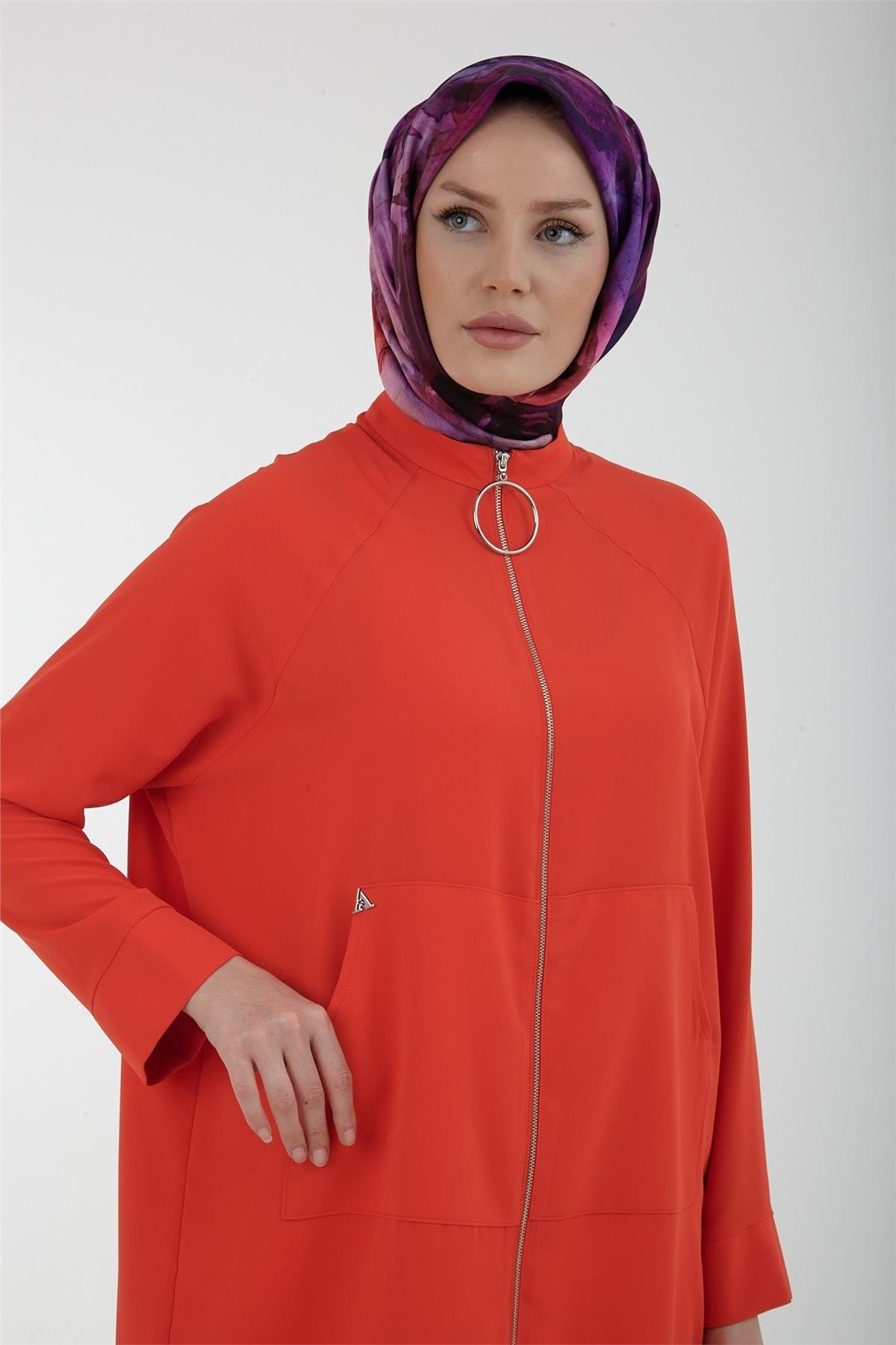 Armine Trend Arkası Yıldız Detaylı Fermuarlı Giyçık 23YT524 22KT520 Mercan