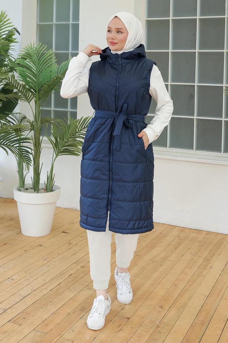 ARMİNE TREND Beli Kemerli Yelek Lacivert 23KT508