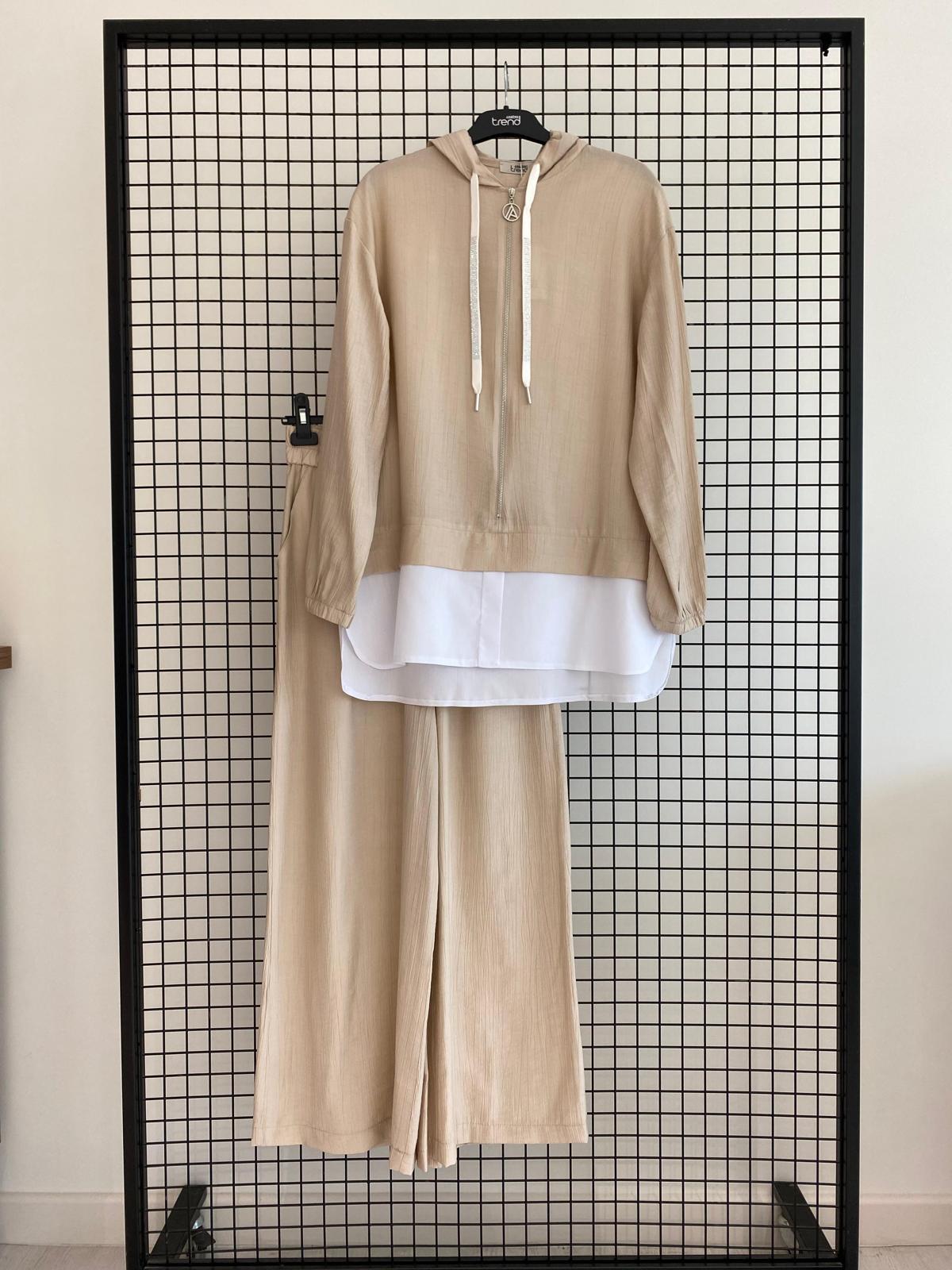Armine TREND Beyaz Gömlek Detaylı Pantolonlu Takım Taş 25YT697