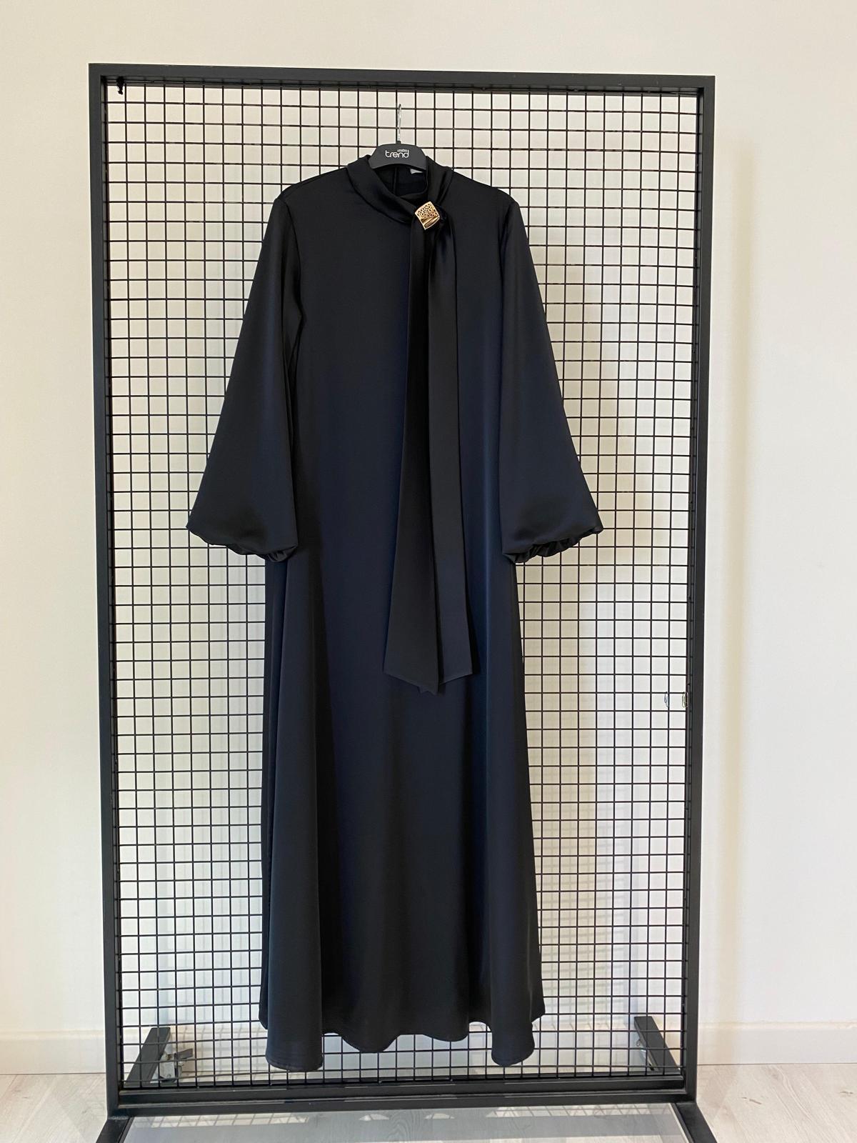 Armine TREND Fularlı Bayan Abaya Elbise Siyah 25YT902