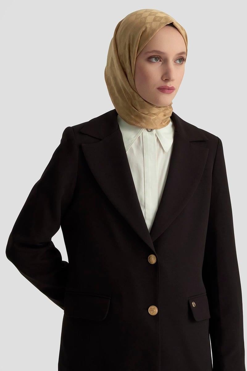 ARMİNE TREND Gold Düğmeli Astarlı Blazer Ceket Siyah 25KT520