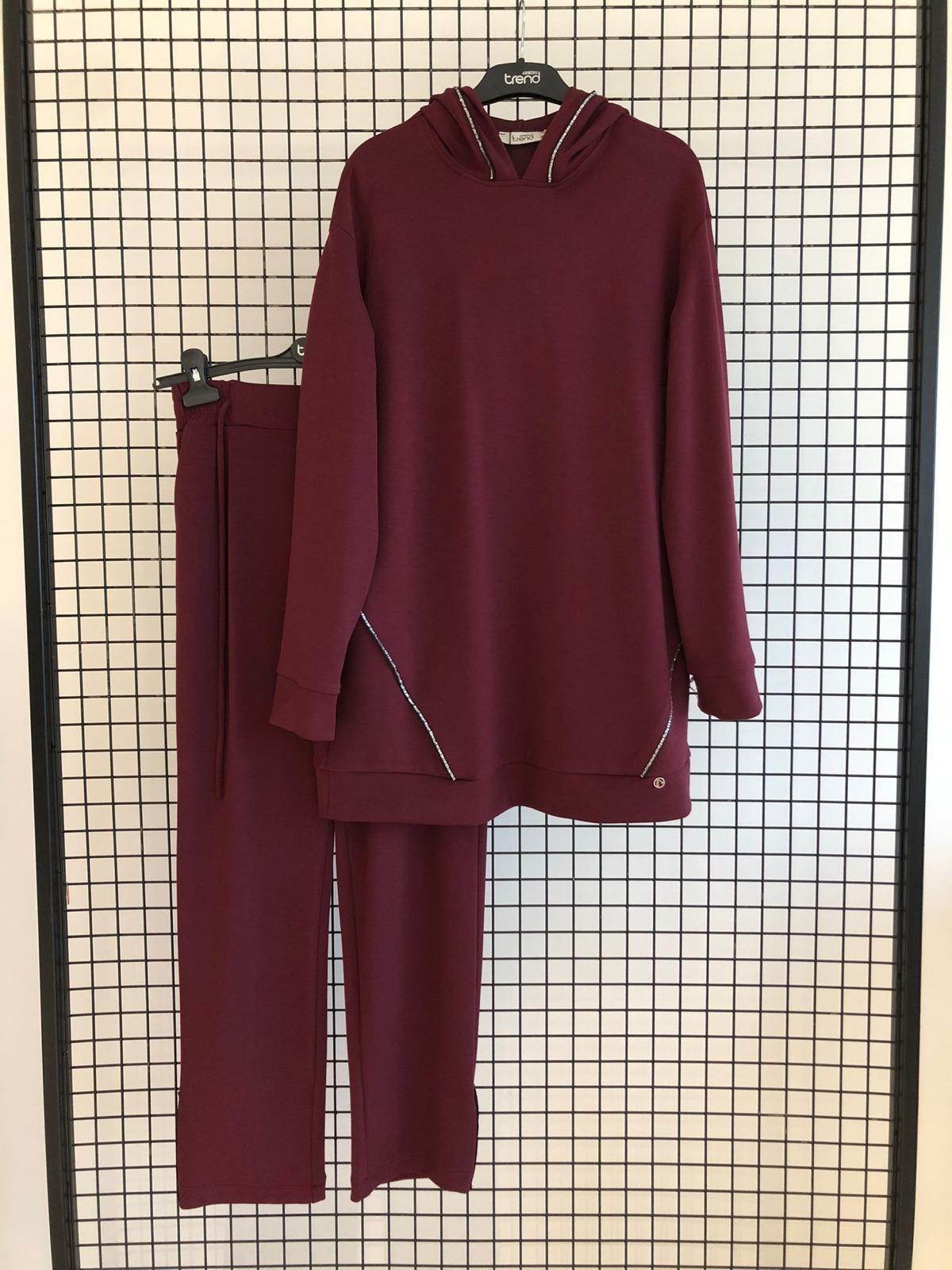 Armine TREND Kapüşonlu Alt Üst Takım Bordo 25KT603