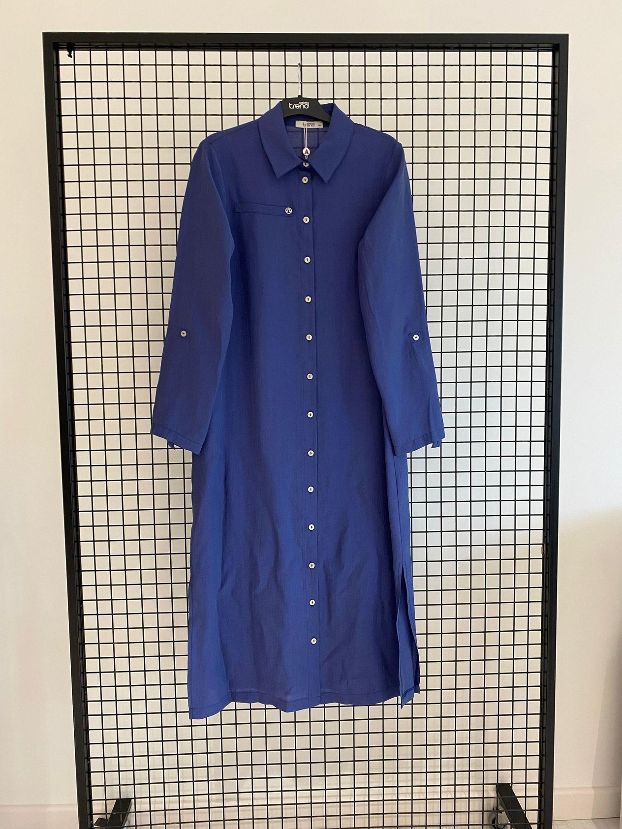 Armine TREND Kol Katlama Detay Düğmeli Tunik İndigo 25YT4142