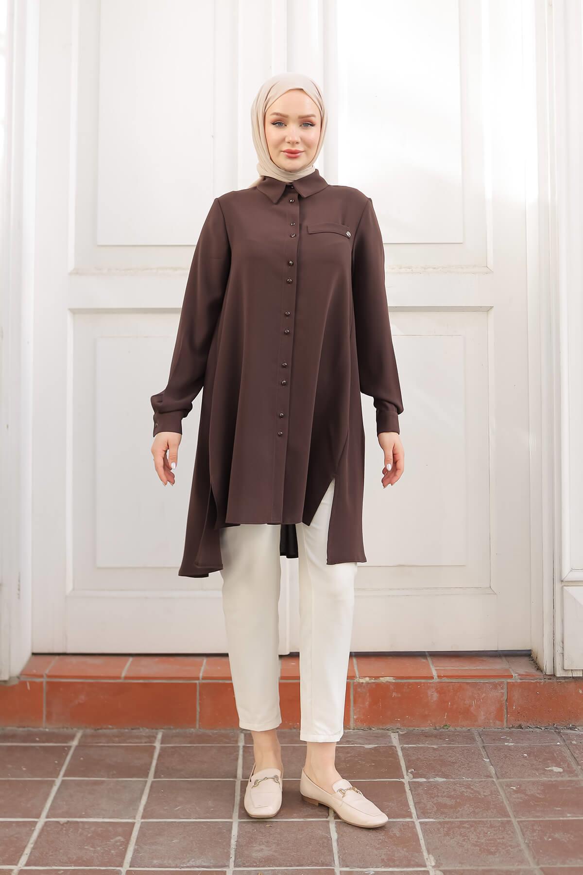 Armine TREND Önü Kısa Tunik Siyah 24KT444