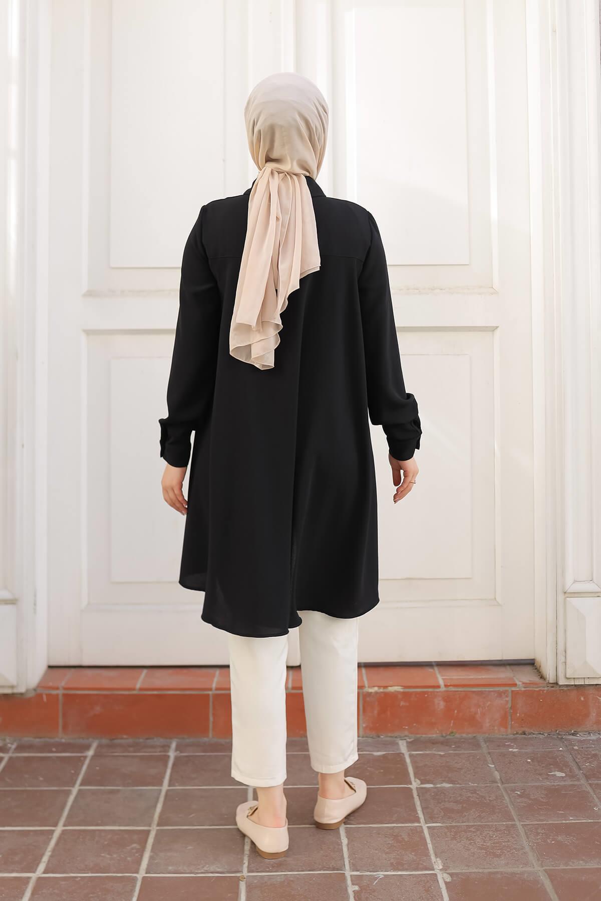 Armine TREND Önü Kısa Tunik Siyah 4KT444