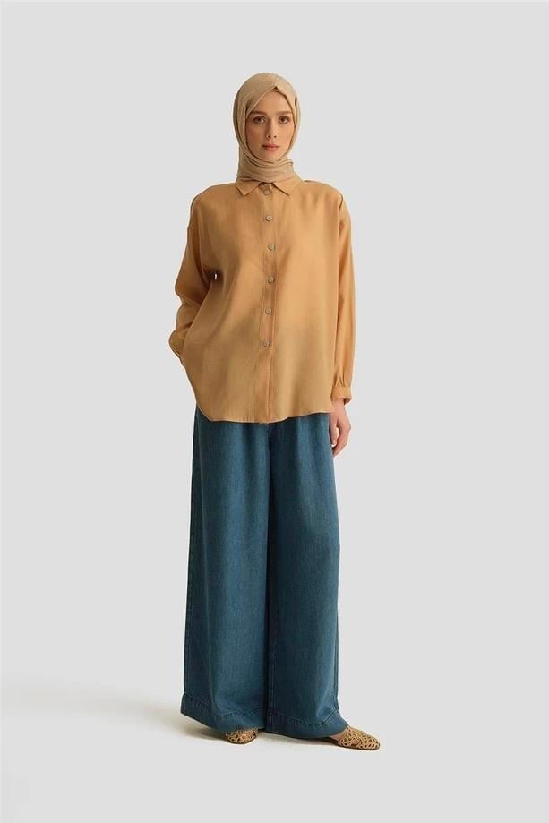 Armine TREND Rahat Kesim Gömlek Tunik Bej 25YT486