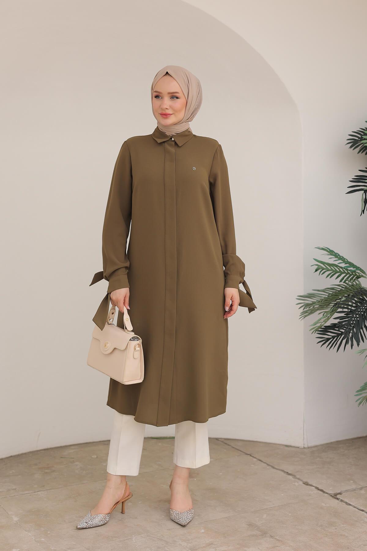 Armine TREND Uzun Tunik Yağ Yeşili 24KT472
