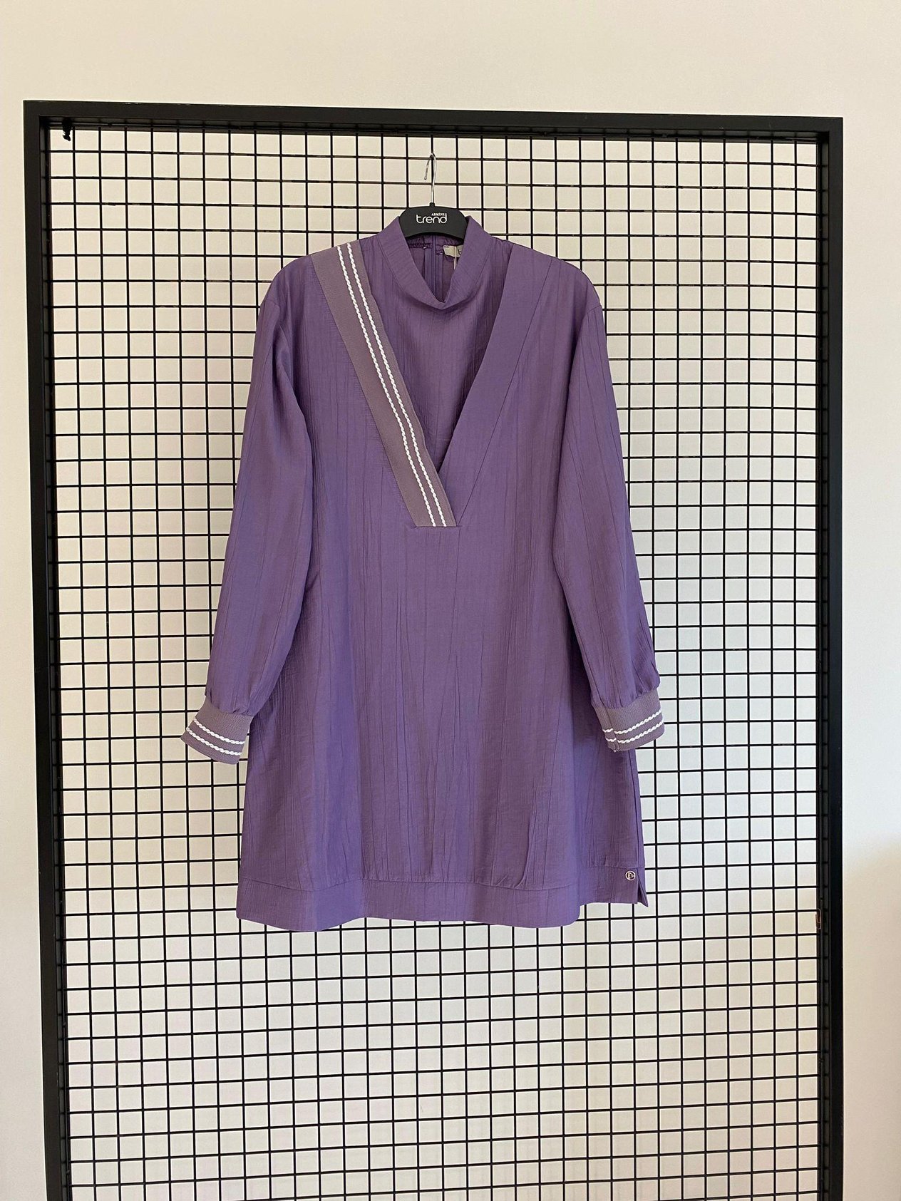 Armine Trend Yaka Çapraz Ribanalı Tunik Mor 25YT4143