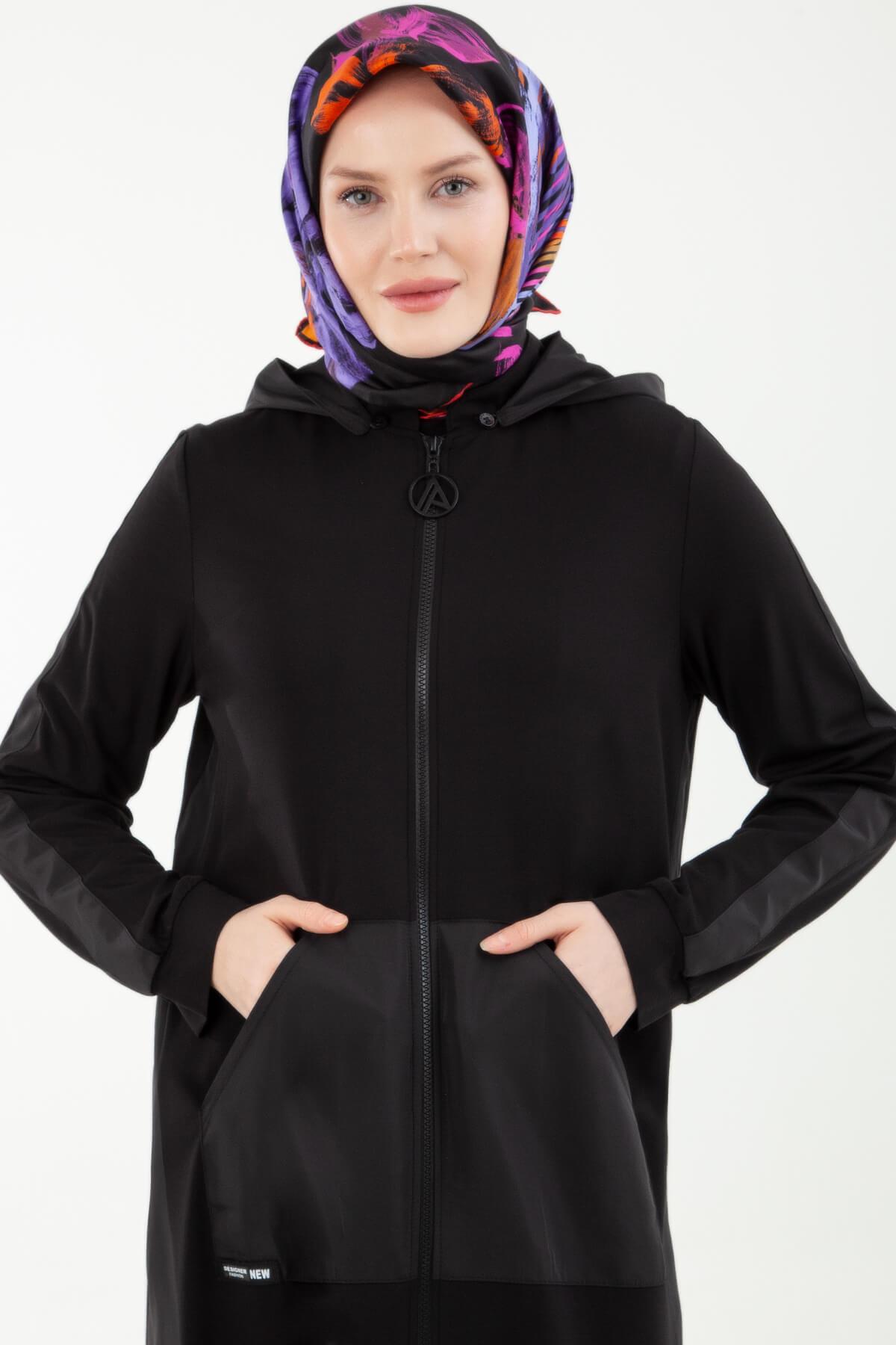 Armine TREND Cepli ve Fermuarlı Ferace Siyah 24YT807