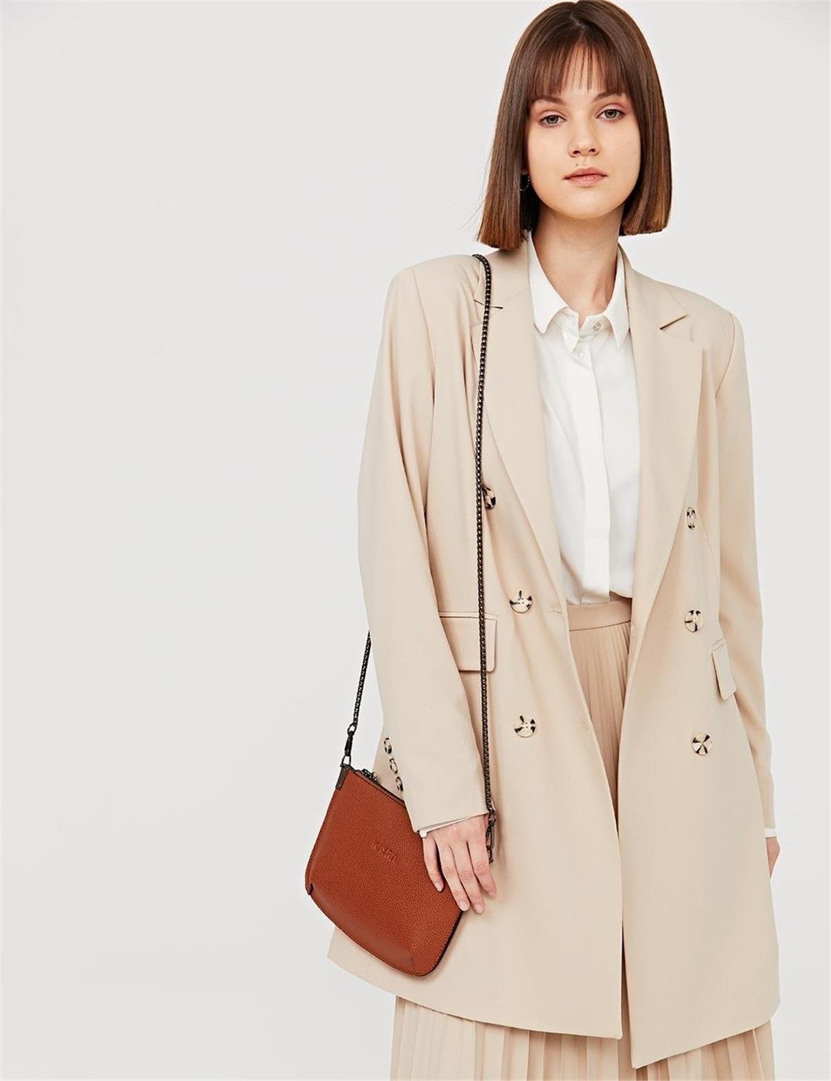 KAYRA Basic Blazer Ceket KA-SZ-13501 Krem