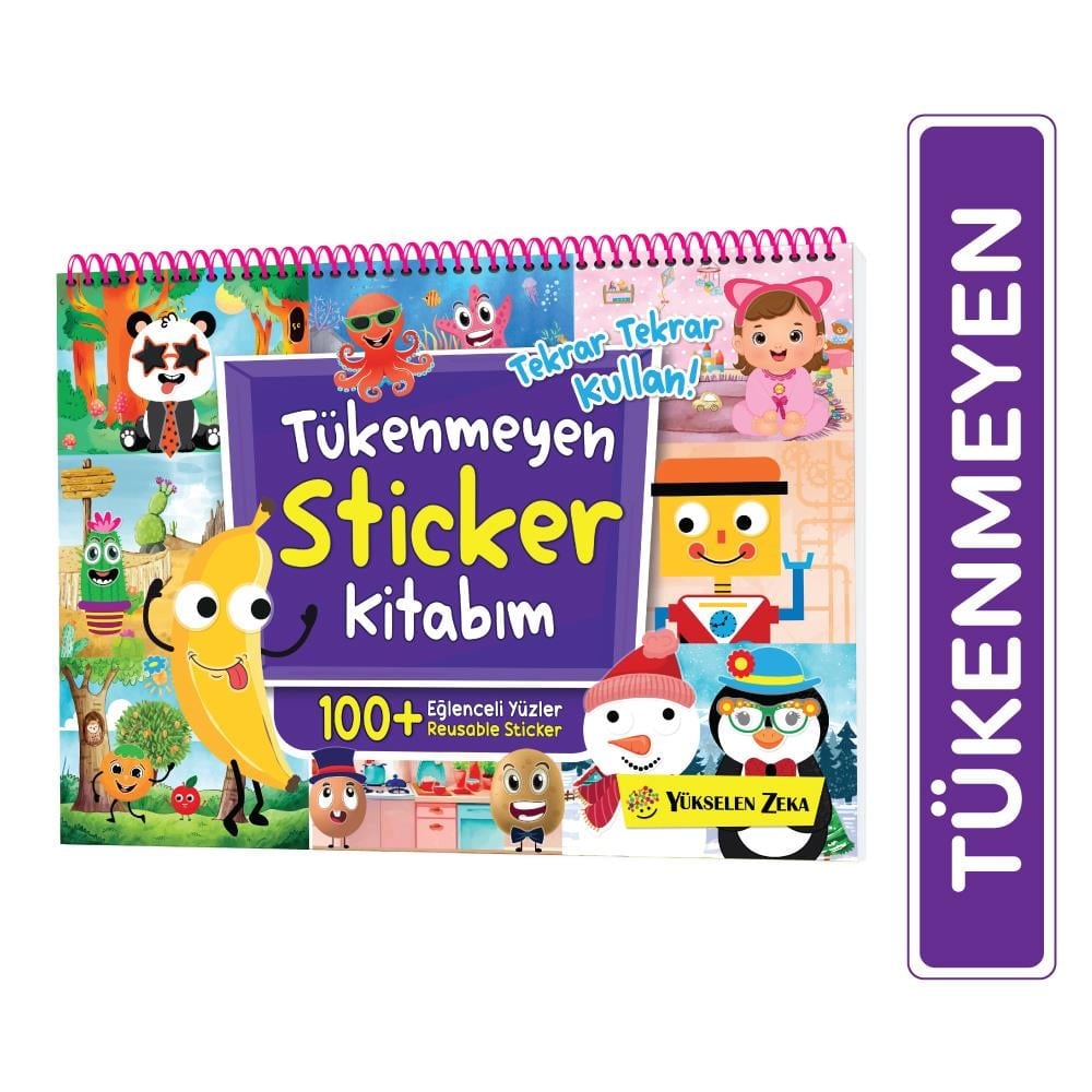 Tükenmeyen Sticker Kitabım - Eğlenceli Yüzler (100+ Tekrar Tekrar Kullanılabilen Sticker)