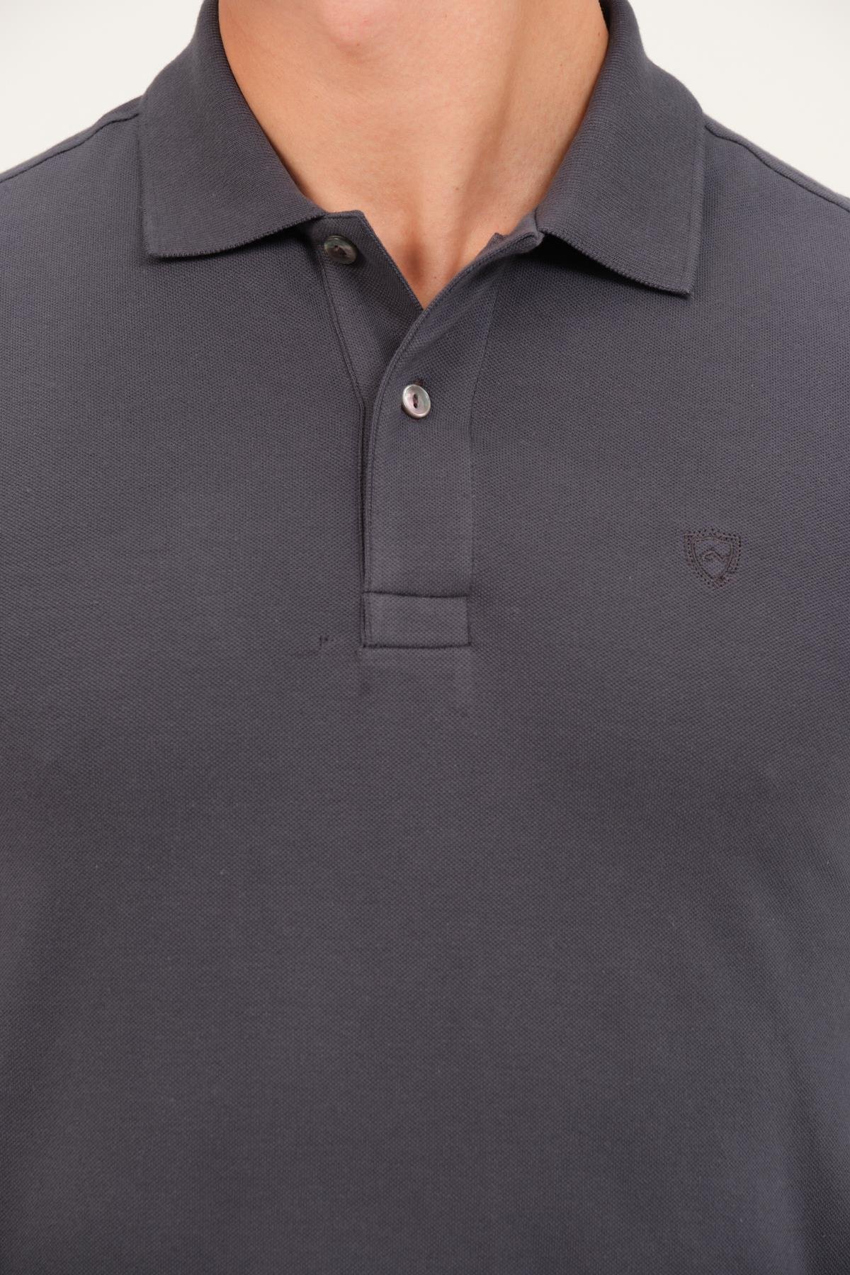 MSW Erkek Regular Fit Uzun Kollu Füme Polo 